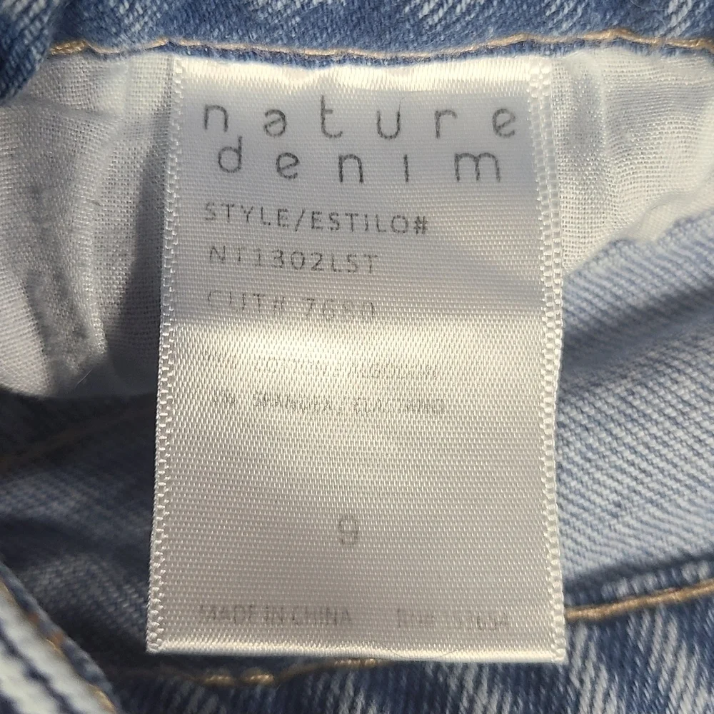 Nature Denim High Rise Mom Jeans Light Wash Distressed Raw Hem Size 9